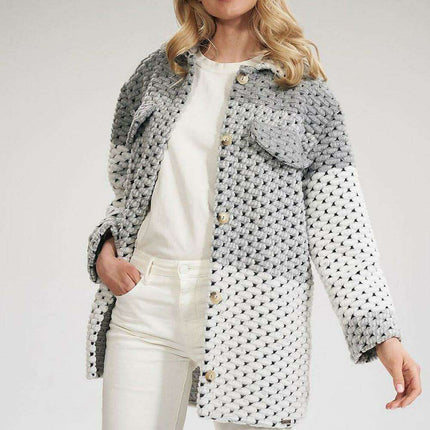 Stylish Wool Blend Patchwork Button-Up Coat - Très Elite
