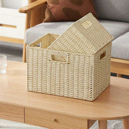 Stylish Woven Storage Basket – Versatile Organizer for Toys, Snacks, and Clothing with Convenient Handles - Très Elite