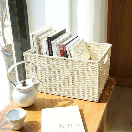 Stylish Woven Storage Basket – Versatile Organizer for Toys, Snacks, and Clothing with Convenient Handles - Très Elite