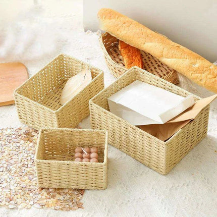 Stylish Woven Storage Basket – Versatile Organizer for Toys, Snacks, and Clothing with Convenient Handles - Très Elite