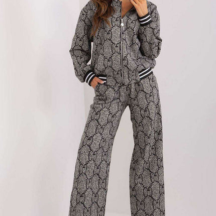 Stylish Zip-Up Sweatshirt and Flared Pants Set - Très Elite