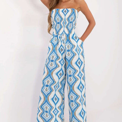 Suit Model 213244 Jumpsuit With Geometric Pattern Blue - Très Elite