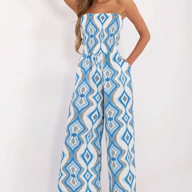 Suit Model 213244 Jumpsuit With Geometric Pattern Blue