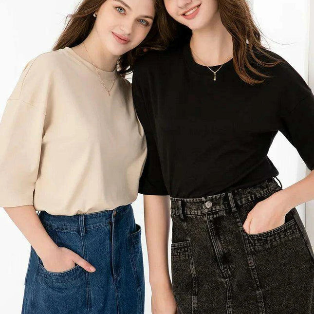 Summer 2024 Women's Trendy Oversized Cotton Boxy Tee - Casual Chic Top with Fast Shipping