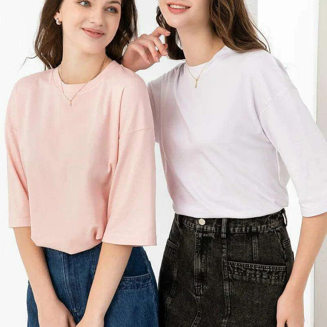 Summer 2024 Women's Trendy Oversized Cotton Boxy Tee - Casual Chic Top with Fast Shipping