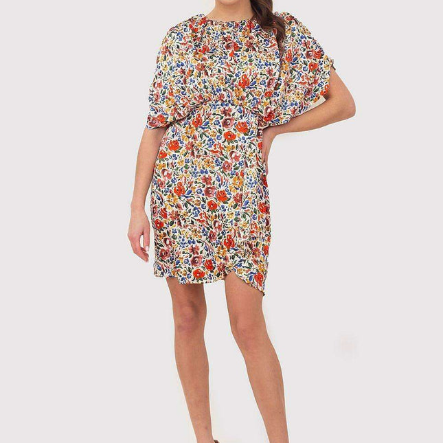 Summer Breeze Floral Mini Dress with Stretchy Waistband