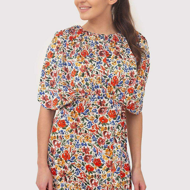 Summer Breeze Floral Mini Dress with Stretchy Waistband