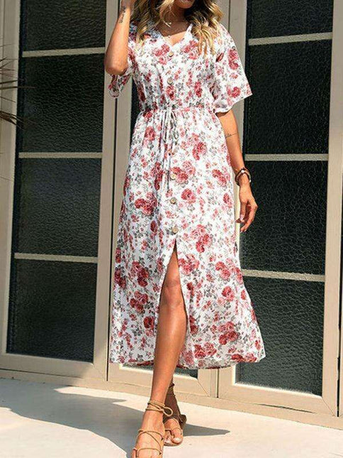 Summer Breeze Floral Short Sleeve Dress for Women