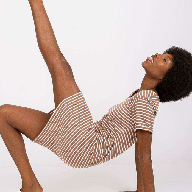 Summer Breeze Striped Cotton Dress with Short Sleeves