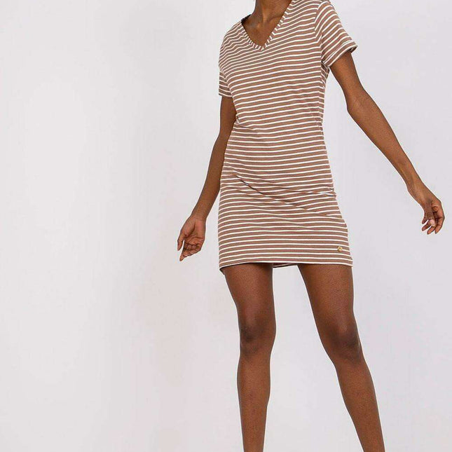 Summer Breeze Striped Cotton Dress with Short Sleeves