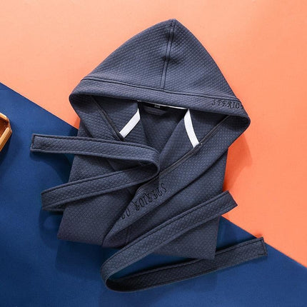 Summer Comfort Hooded Cotton Bathrobe for Men