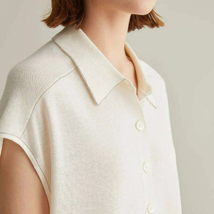 Summer Elegance: Women's Luxe Linen and Silk Polo Tops, Sweaters, and Cardigans - Très Elite