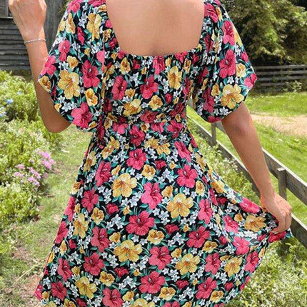 Summer Floral Ruffle Off-Shoulder Dress - A Touch of Elegant Charm - Très Elite