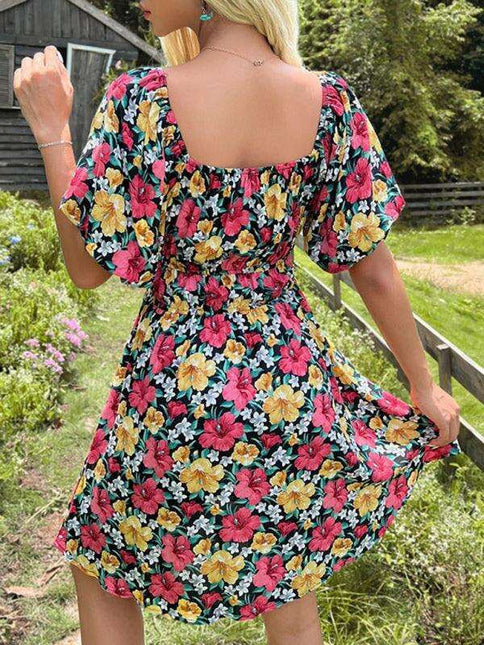 Summer Floral Ruffle Off-Shoulder Dress - A Touch of Elegant Charm