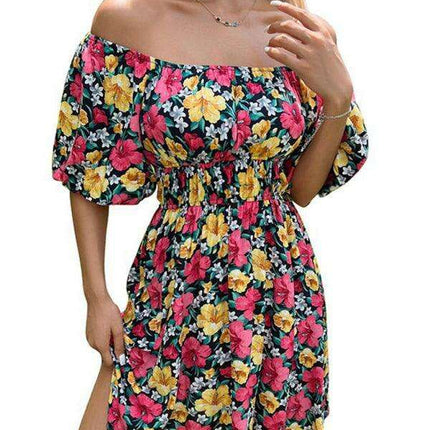 Summer Floral Ruffle Off-Shoulder Dress - A Touch of Elegant Charm - Très Elite