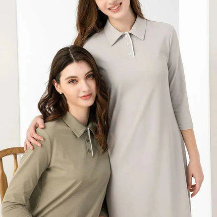 Summer Polo Maxi Dress for Women - Luxurious Pique Fabric with Discreet Zipper and Side Slit - Très Elite