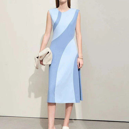 Summer Sleeveless A-line Midi Dress - Slim Fit Office Essential for Women - Très Elite