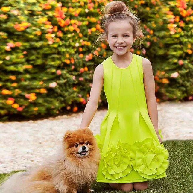 Summer Sleeveless Flower Princess Dress for Girls - Birthday Party Outfit for Kids