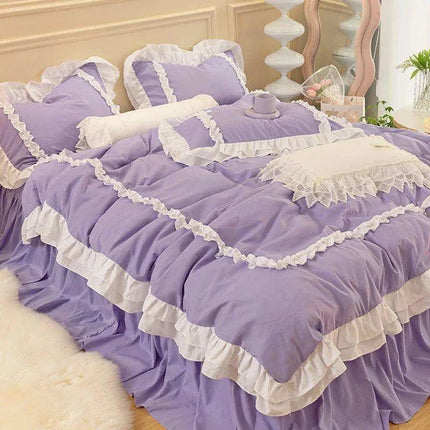 Sumptuous Korean-Style Washed Cotton Bedding Ensemble with Elegant Envelope Pillowcase Design - Très Elite