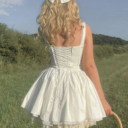 Suninheart White Lace Spaghetti Strap A-line Dress - Effortless Summer Elegance - Très Elite