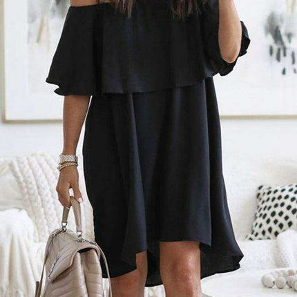 Sunkissed Bohemian One-Shoulder A-line Dress with Flounced Sleeves - Très Elite