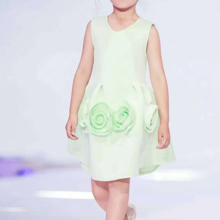 Sunny Yellow Floral Children's One-Piece Dress - Ideal for Weddings and Celebrations - Très Elite