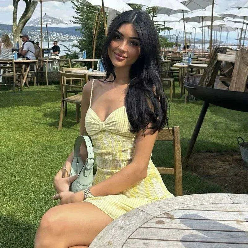 yellow plaid corset dress Hollister Hollister Plaid Corset Dress 50.00