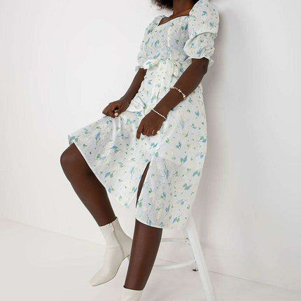 Sunrise Blooms Flared Midi Dress - Made in Europe - Très Elite