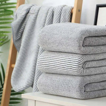 Supreme Comfort Striped Bamboo Coral Fleece Towel Set - Perfect for Bathing and Beaching - Très Elite