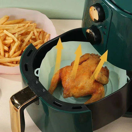 Sustainable 18CM Silicone Air Fryer Tray - Reusable Basket for Health-Conscious Cooking - Très Elite