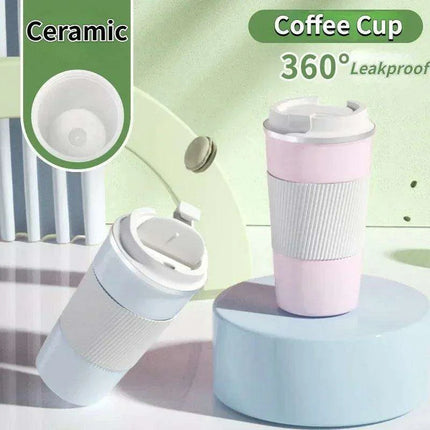 Sustainable 510ml Leakproof Ceramic Travel Mug with Insulation and Straw Hole - Très Elite