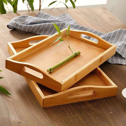 Sustainable Bamboo Rectangular Serving Tray for Tea, Fruits, and Desserts..