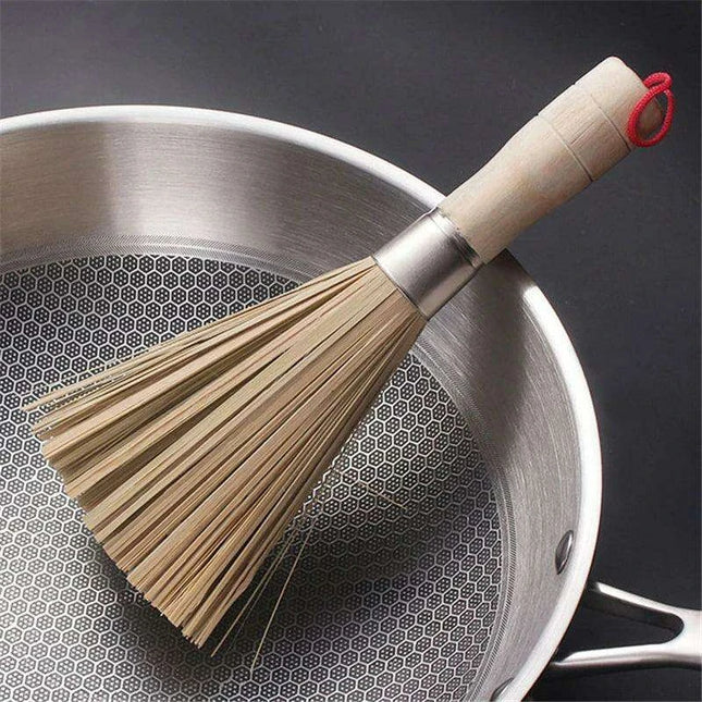 Sustainable Bamboo Wok and Pot Cleaning Brush Set - Eco-Conscious Kitchen Essentials