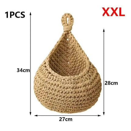 Sustainable Bohemian Jute Rope Hanging Basket for Elegant Fruit Display - Très Elite