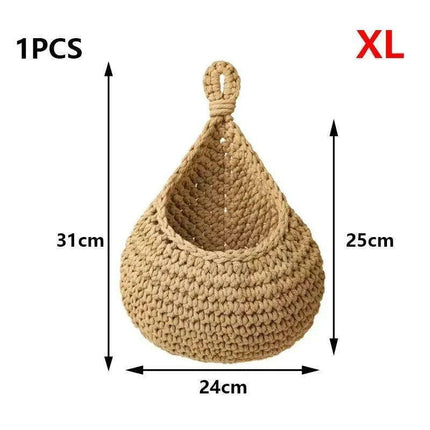 Sustainable Bohemian Jute Rope Hanging Basket for Elegant Fruit Display - Très Elite
