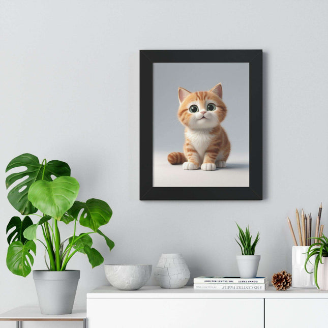 Sustainable Chic Cat Art Framed Print for Eco-Friendly Home Decor