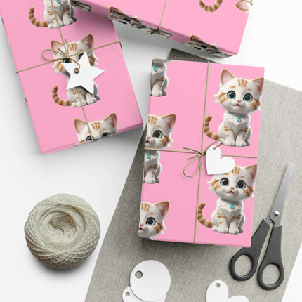 Sustainable Chic Cat-Themed Holiday Gift Wrap Set - Elegant Matte & Satin Choices - Très Elite