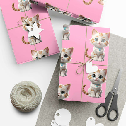 Sustainable Chic Cat-Themed Holiday Gift Wrap Set - Elegant Matte & Satin Choices - Très Elite