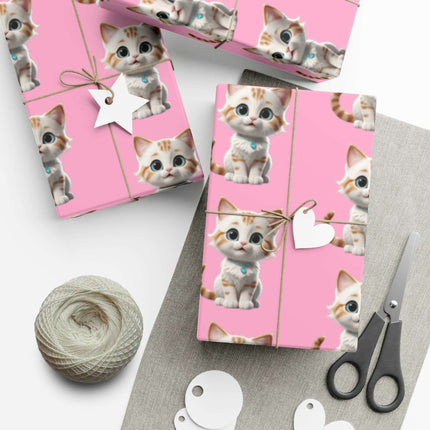 Sustainable Chic Cat-Themed Holiday Gift Wrap Set - Elegant Matte & Satin Choices - Très Elite