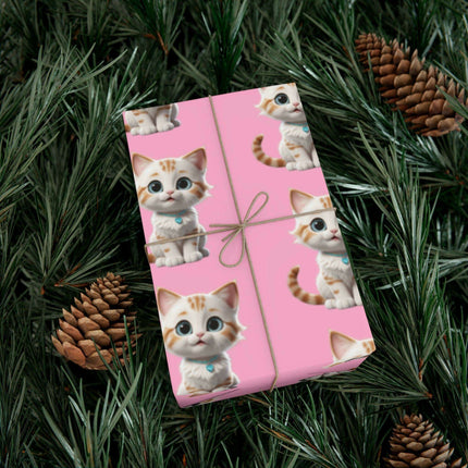 Sustainable Chic Cat-Themed Holiday Gift Wrap Set - Elegant Matte & Satin Choices - Très Elite