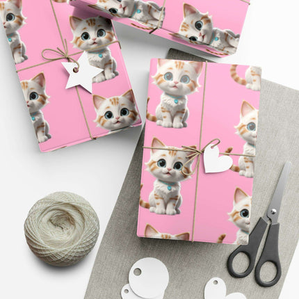 Sustainable Chic Cat-Themed Holiday Gift Wrap Set - Elegant Matte & Satin Choices - Très Elite