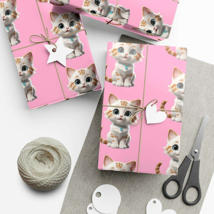 Sustainable Chic Cat-Themed Holiday Gift Wrap Set - Elegant Matte & Satin Choices - Très Elite