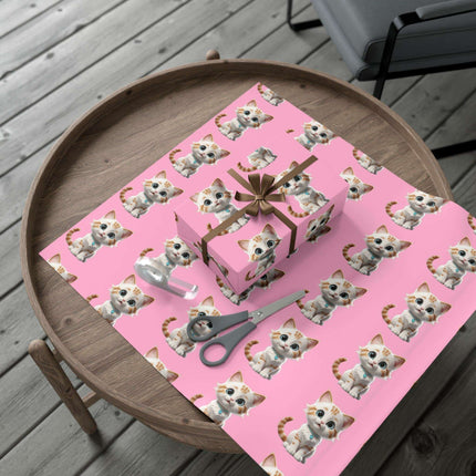 Sustainable Chic Cat-Themed Holiday Gift Wrap Set - Elegant Matte & Satin Choices - Très Elite