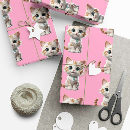 Sustainable Chic Cat-Themed Holiday Gift Wrap Set - Elegant Matte & Satin Choices - Très Elite