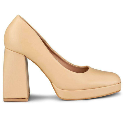 Sustainable Chic Chunky Heel Square Toe Pumps - Très Elite