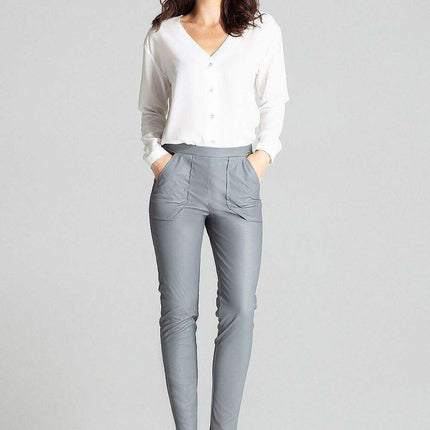 Sustainable Chic: Eco-Leather Tailored Trousers with Practical Patch Pockets in Classic Black - Très Elite
