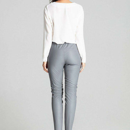 Sustainable Chic: Eco-Leather Tailored Trousers with Practical Patch Pockets in Classic Black - Très Elite