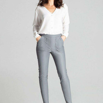 Sustainable Chic: Eco-Leather Tailored Trousers with Practical Patch Pockets in Classic Black - Très Elite