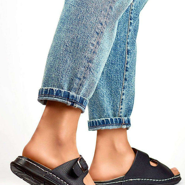 Sustainable Chic Leather Platform Slides for Effortless Summer Style - Très Elite