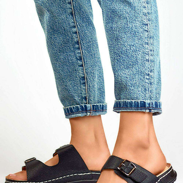 Sustainable Chic Leather Platform Slides for Effortless Summer Style - Très Elite